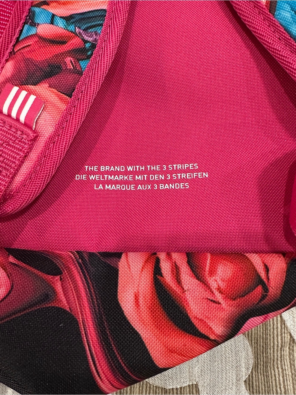 Addidas Floral Rose Print Backpack in Pink & Teal - Picture 7 of 9